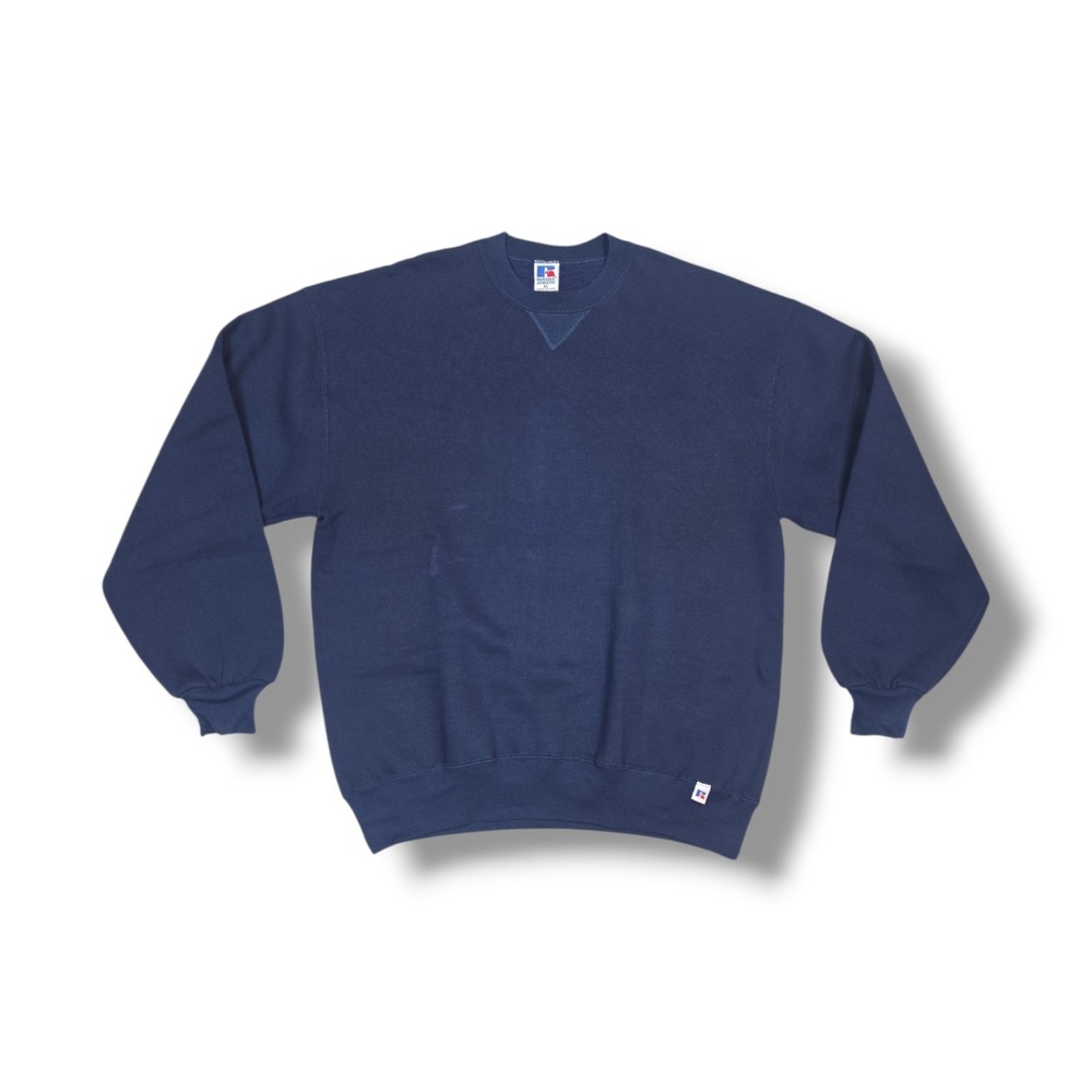 Vintage Russell Athletic Blank Sweatshirt Navy Blue XL‎ Made in USA V-Stitch